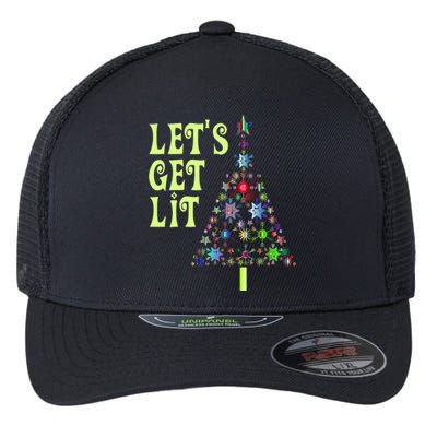 Let's Get Ligift Christmas Tree Lights Xmas Pajama Cute Gift Flexfit Unipanel Trucker Cap