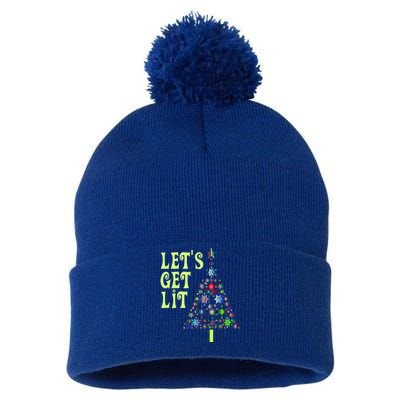 Let's Get Ligift Christmas Tree Lights Xmas Pajama Cute Gift Pom Pom 12in Knit Beanie