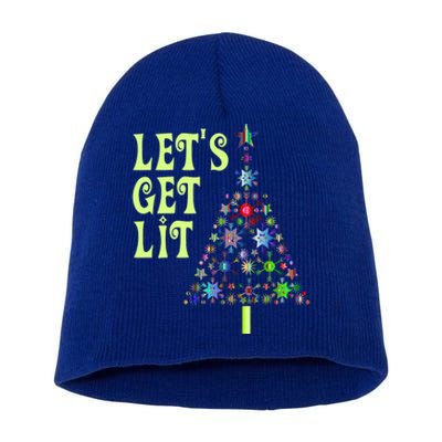 Let's Get Ligift Christmas Tree Lights Xmas Pajama Cute Gift Short Acrylic Beanie