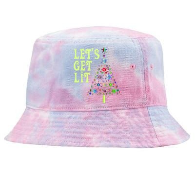 Let's Get Ligift Christmas Tree Lights Xmas Pajama Cute Gift Tie-Dyed Bucket Hat