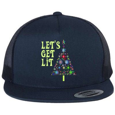 Let's Get Ligift Christmas Tree Lights Xmas Pajama Cute Gift Flat Bill Trucker Hat