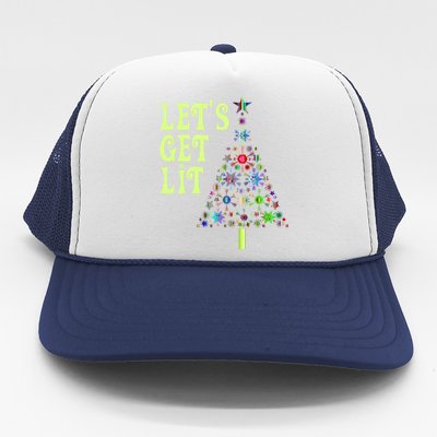 Let's Get Ligift Christmas Tree Lights Xmas Pajama Cute Gift Trucker Hat