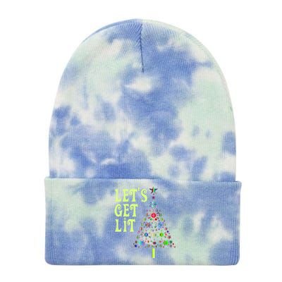 Let's Get Ligift Christmas Tree Lights Xmas Pajama Cute Gift Tie Dye 12in Knit Beanie