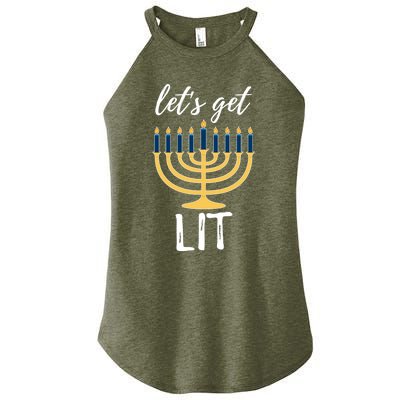 Let's Get Lit Funny Hanukkah Menorah Candles Jewish Gift Women’s Perfect Tri Rocker Tank