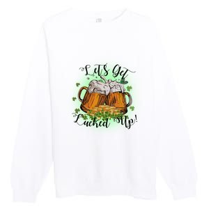 Let's Get Lucked Up Cheer Beer Drinking Team Saint Patrick's Day Premium Crewneck Sweatshirt