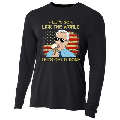 Let's Go Lick The World, Let's Get It Done Funny Joe Biden Cooling Performance Long Sleeve Crew