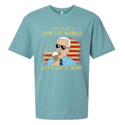 Let's Go Lick The World, Let's Get It Done Funny Joe Biden Sueded Cloud Jersey T-Shirt