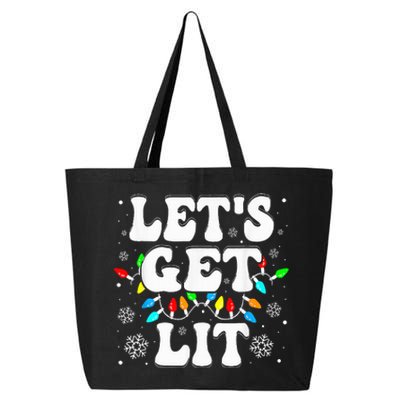 Let's Get Lit Funny Christmas Lights Xmas Pajamas Holiday  25L Jumbo Tote