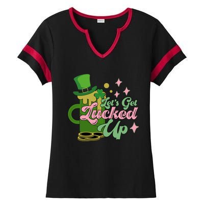 Let's Get Lucked Up St Patrick's Ladies Halftime Notch Neck Tee