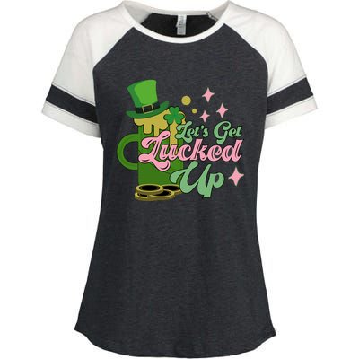 Let's Get Lucked Up St Patrick's Enza Ladies Jersey Colorblock Tee