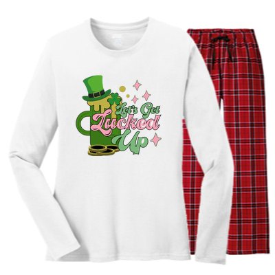 Let's Get Lucked Up St Patrick's Women's Long Sleeve Flannel Pajama Set 