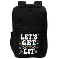 LetS Get Lit Funny Christmas Lights Xmas Pajamas Holiday Impact Tech Backpack