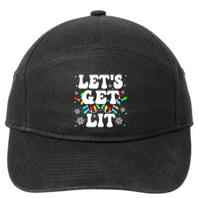 LetS Get Lit Funny Christmas Lights Xmas Pajamas Holiday 7-Panel Snapback Hat