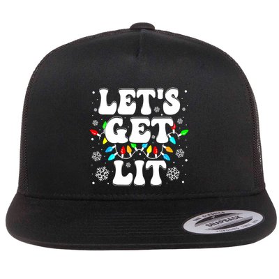 LetS Get Lit Funny Christmas Lights Xmas Pajamas Holiday Flatbill Hat