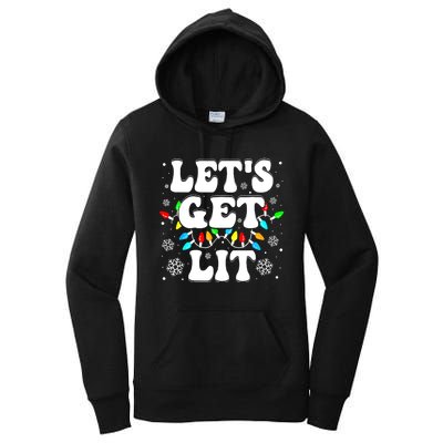 LetS Get Lit Funny Christmas Lights Xmas Pajamas Holiday Women's Pullover Hoodie