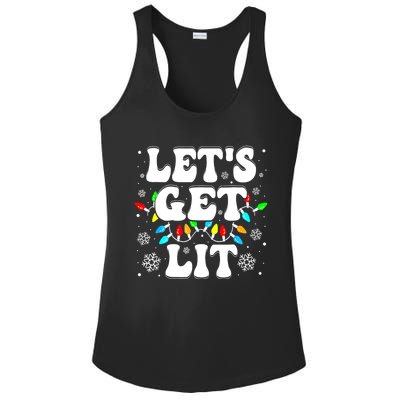 LetS Get Lit Funny Christmas Lights Xmas Pajamas Holiday Ladies PosiCharge Competitor Racerback Tank