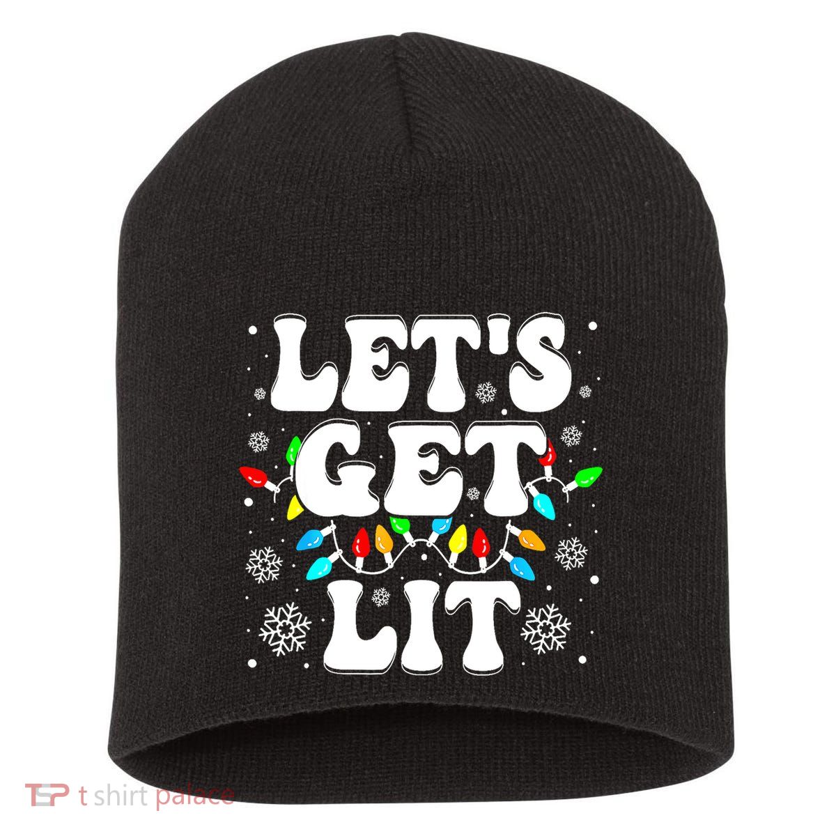 LetS Get Lit Funny Christmas Lights Xmas Pajamas Holiday Short Acrylic Beanie