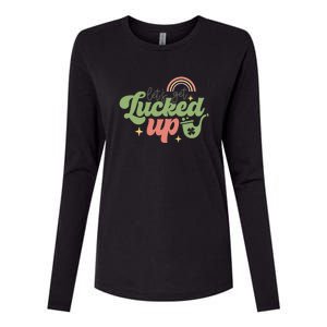 Let's Get Lucked Up Retro St Patrick Day Shamrock Flag Ireland Womens Cotton Relaxed Long Sleeve T-Shirt