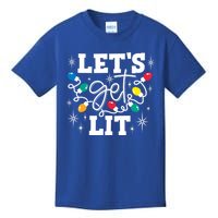 Let's Get Lit Ing Santa Hat Christmas Lights Funny Funny Gift Kids T-Shirt