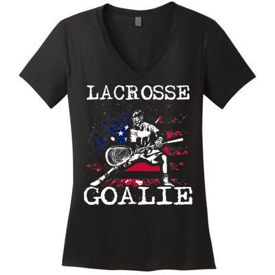 Lacrosse Goalie Lax Goalkeeper Women's V-Neck T-Shirt