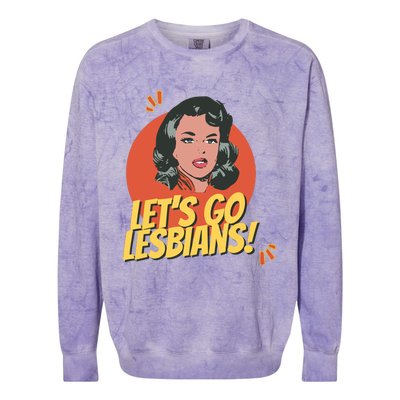 Lets Go Lesbians! Retro Lesbian Subtle Colorblast Crewneck Sweatshirt