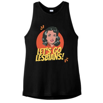 Lets Go Lesbians! Retro Lesbian Subtle Ladies PosiCharge Tri-Blend Wicking Tank