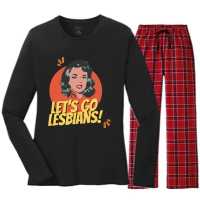 Lets Go Lesbians! Retro Lesbian Subtle Women's Long Sleeve Flannel Pajama Set 