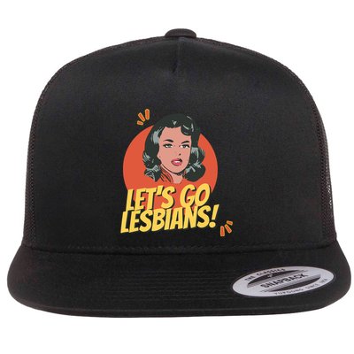 Lets Go Lesbians! Retro Lesbian Subtle Flat Bill Trucker Hat