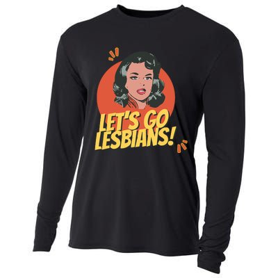 Lets Go Lesbians! Retro Lesbian Subtle Cooling Performance Long Sleeve Crew