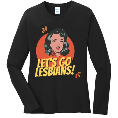 Lets Go Lesbians! Retro Lesbian Subtle Ladies Long Sleeve Shirt