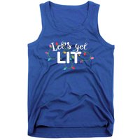 Let's Get Lit Ing Santa Hat Christmas Lights Funny Gift Tank Top