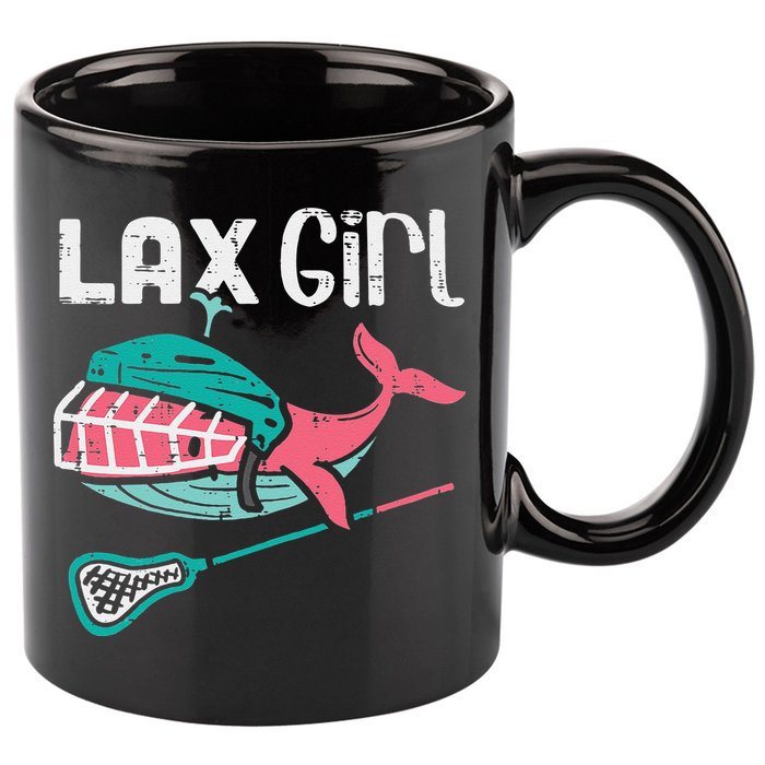 Lax Girl Lacrosse Whale Cute Sport Player Goalie 11oz C Handle Ceramic Mug