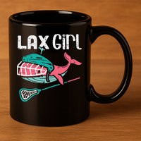 Lax Girl Lacrosse Whale Cute Sport Player Goalie 11oz C Handle Ceramic Mug