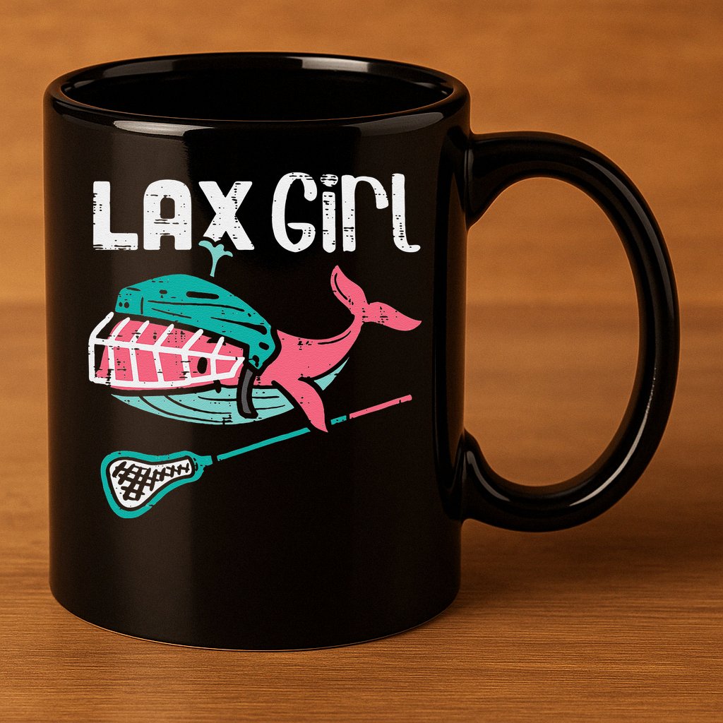 Lax Girl Lacrosse Whale Cute Sport Player Goalie 11oz C Handle Ceramic Mug