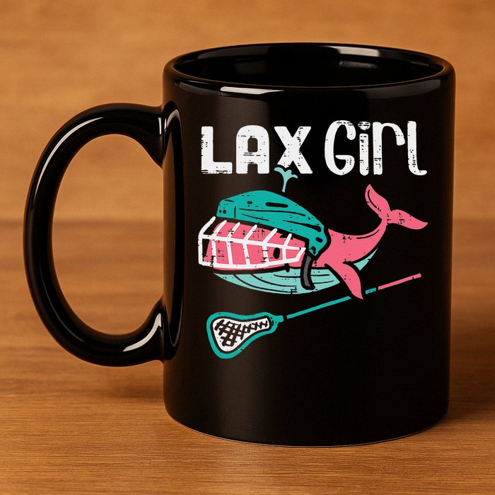 Lax Girl Lacrosse Whale Cute Sport Player Goalie 11oz C Handle Ceramic Mug