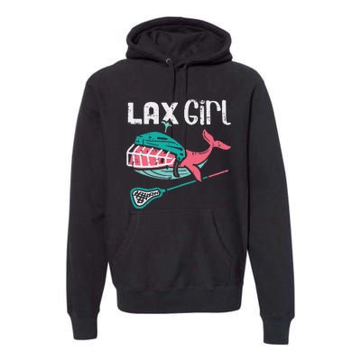 Lax Girl Lacrosse Whale Cute Sport Player Goalie Premium Hoodie