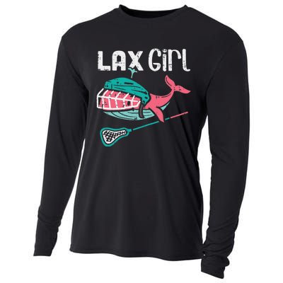 Lax Girl Lacrosse Whale Cute Sport Player Goalie Cooling Performance Long Sleeve Crew