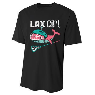 Lax Girl Lacrosse Whale Cute Sport Player Goalie Performance Sprint T-Shirt