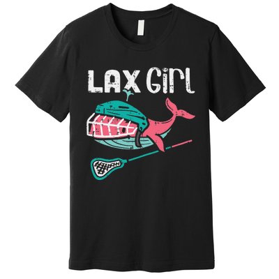 Lax Girl Lacrosse Whale Cute Sport Player Goalie Premium T-Shirt