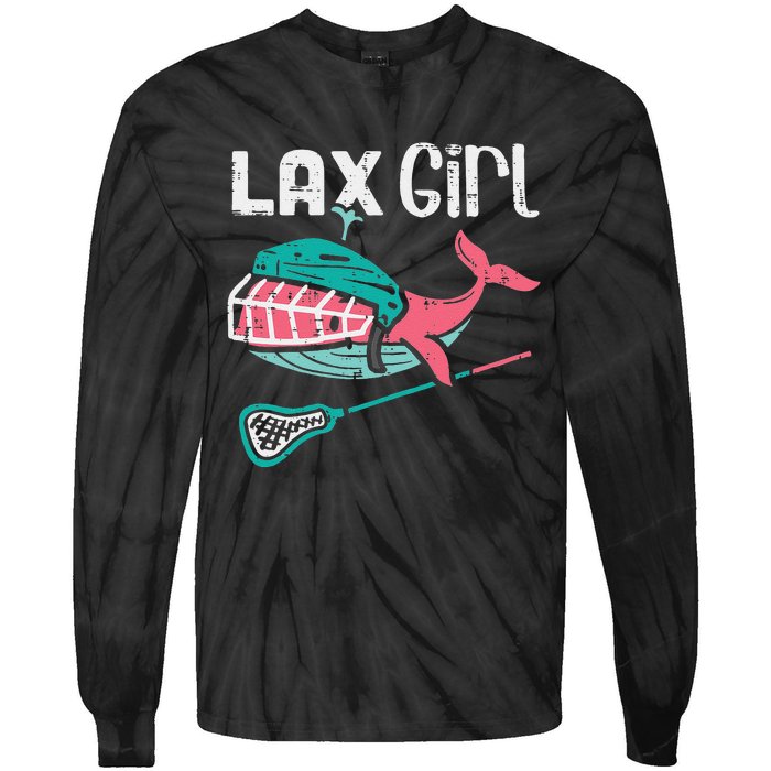 Lax Girl Lacrosse Whale Cute Sport Player Goalie Tie-Dye Long Sleeve Shirt