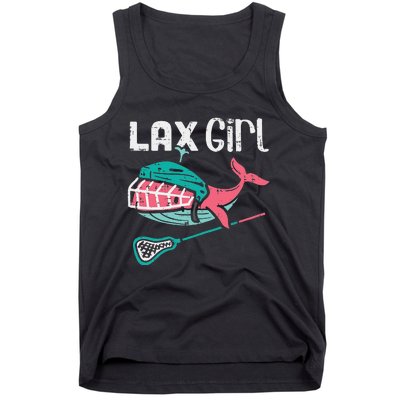 Lax Girl Lacrosse Whale Cute Sport Player Goalie Tank Top