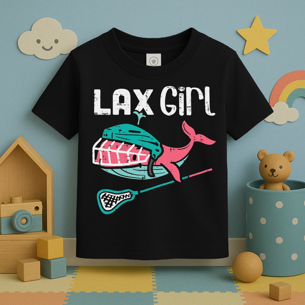 Lax Girl Lacrosse Whale Cute Sport Player Goalie Toddler T-Shirt