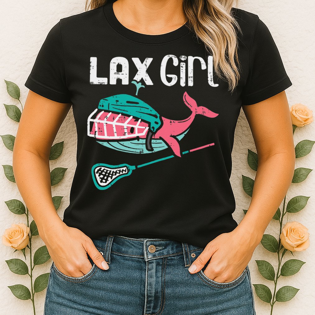 Lax Girl Lacrosse Whale Cute Sport Player Goalie Womens T-Shirt