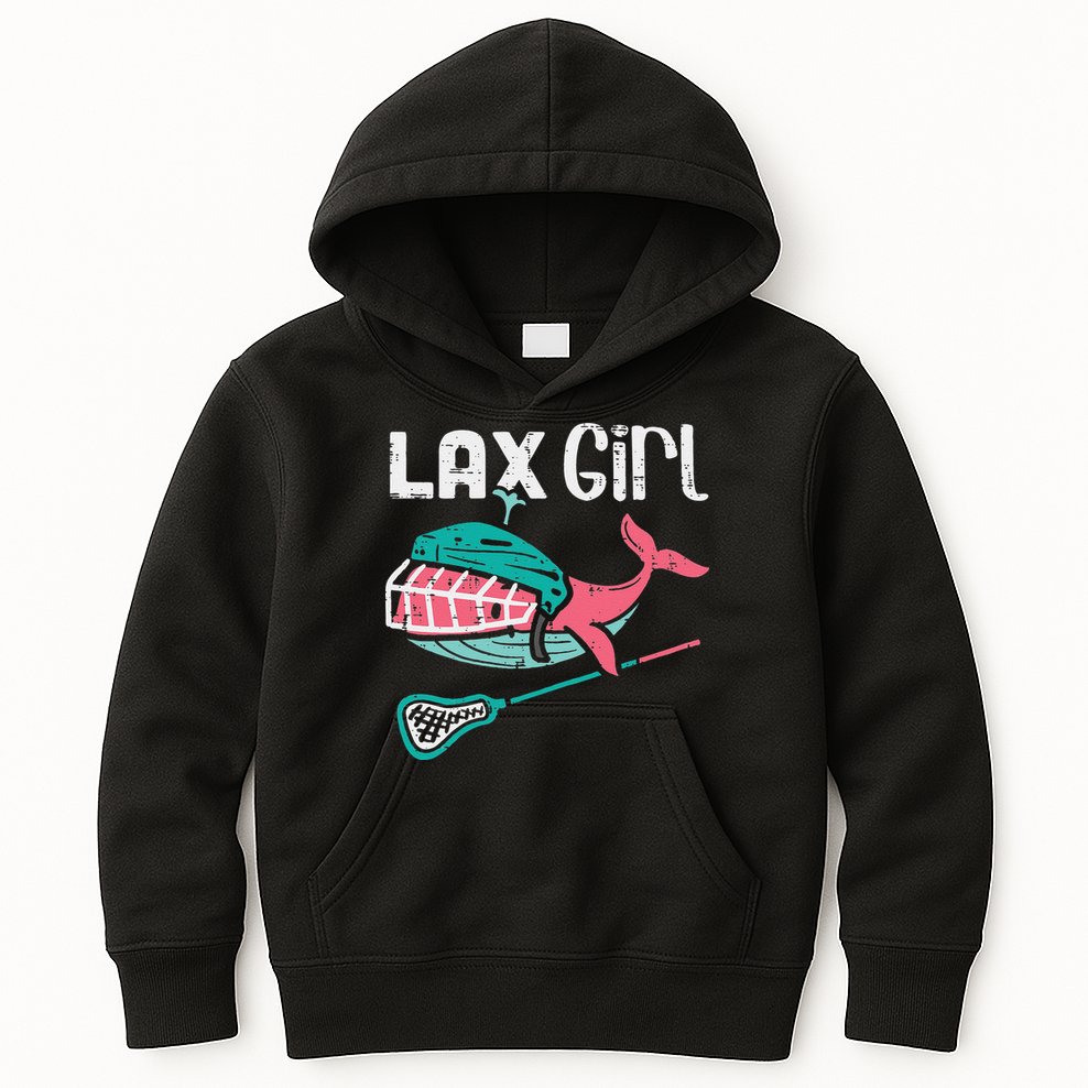 Lax Girl Lacrosse Whale Cute Sport Player Goalie Kids Hoodie