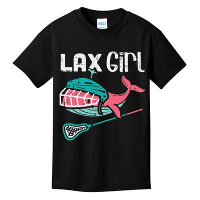 Lax Girl Lacrosse Whale Cute Sport Player Goalie Kids T-Shirt