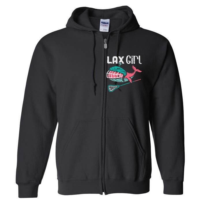 Lax Girl Lacrosse Whale Cute Sport Player Goalie Full Zip Hoodie