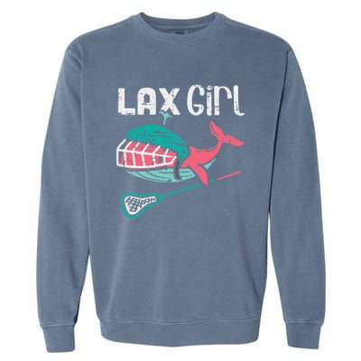 Lax Girl Lacrosse Whale Cute Sport Player Goalie Garment-Dyed Sweatshirt