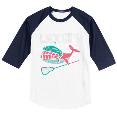 Lax Girl Lacrosse Whale Cute Sport Player Goalie Baseball Sleeve Shirt