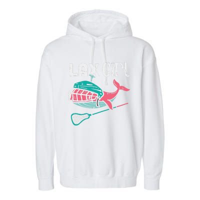 Lax Girl Lacrosse Whale Cute Sport Player Goalie Garment-Dyed Fleece Hoodie