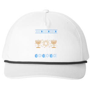 Lets Get Lit Orah Jewish Pun Ugly Hanukkah Chanukah Great Gift Snapback Five-Panel Rope Hat